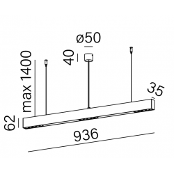 RAFTER points 94 LED section 3000K 50° zwieszany czarny struktura 50594-M930-WB-00-12